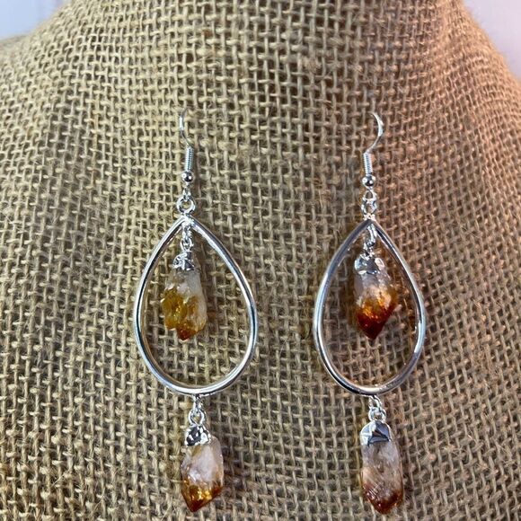 Brazilian Natural Citrine Drop Earrings in Silvertone 42.50ctw - Picture 7 of 15